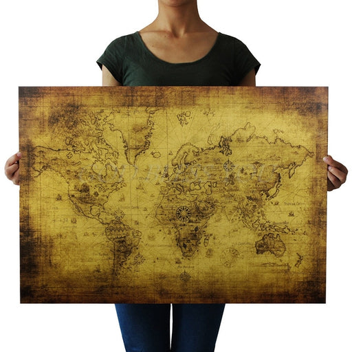 71x51cm Large Vintage Style Retro Paper Poster Globe Old World Map