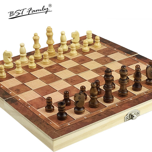 Chess & Backgammon & Checkers 3 in 1 Travel Wooden Chess Game