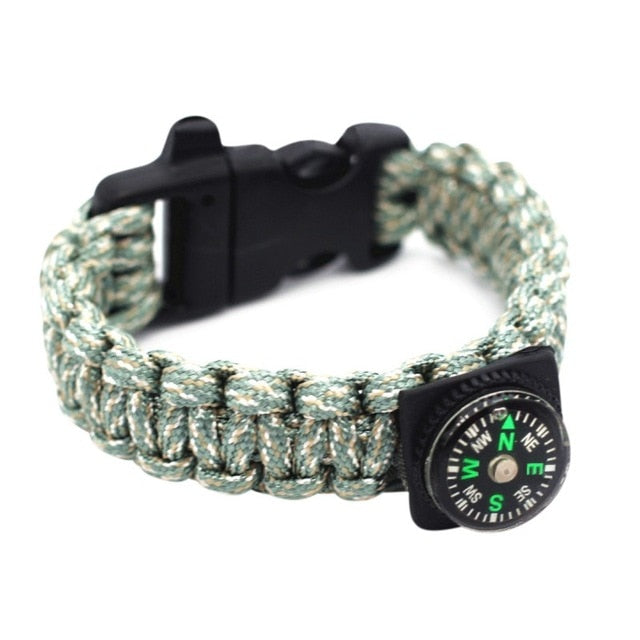 Outdoor Survival Rescue Bracelets Parachute Cord With Whistles Compass