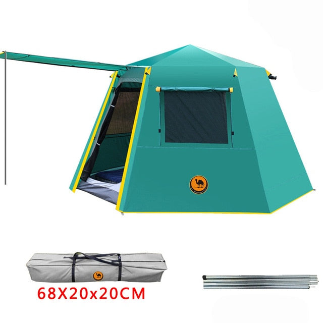UV Hexagonal Aluminum Pole Outdoor Camping Wild Big Tent 3-4 Persons