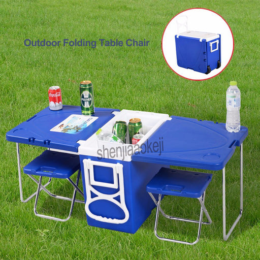 Multi Function Rolling Cooler With Table And 2 Chairs Picnic Camping