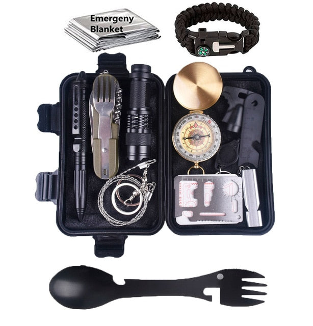 13 in 1 survival kit Set Outdoor Camping Travel Multifunction First aid SOS EDC Emergency Supplies