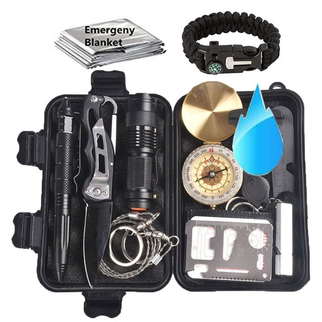13 in 1 survival kit Set Outdoor Camping Travel Multifunction First aid SOS EDC Emergency Supplies