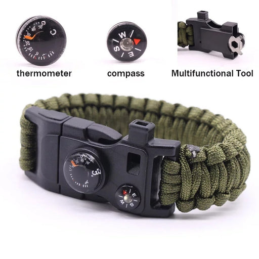 Outdoor Camping Survival Bracelet Paracord with Fishing Gear Whistle