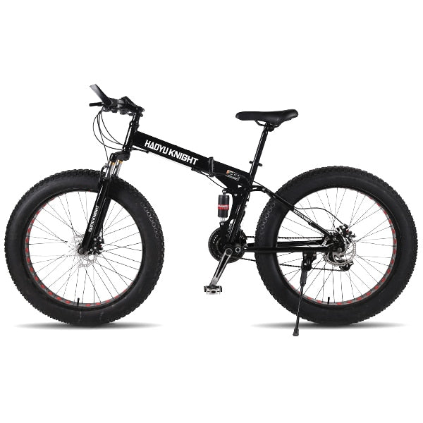 Running Leopard new mountain double-layer steel bicycle folding frame 24 speeds Shimano mechanical disc brakes 26 "x4.0 Fat Bike